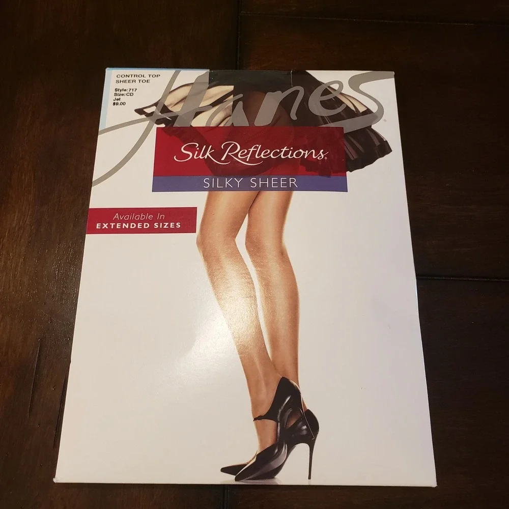 Hanes‎ Silk Reflections Control Top Sheer Toe Pantyhose Silky Sheer Size CD
